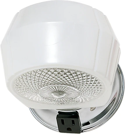 1 Light - 5" - Vanity - w/White, Crystal Bottom Shade & Conv Outlet