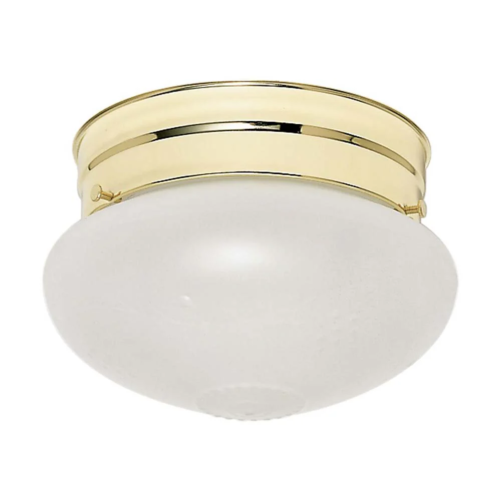 1-Light 6-in Flush Mount Small Frosted Grape Mushroom in Polished Brass Finish