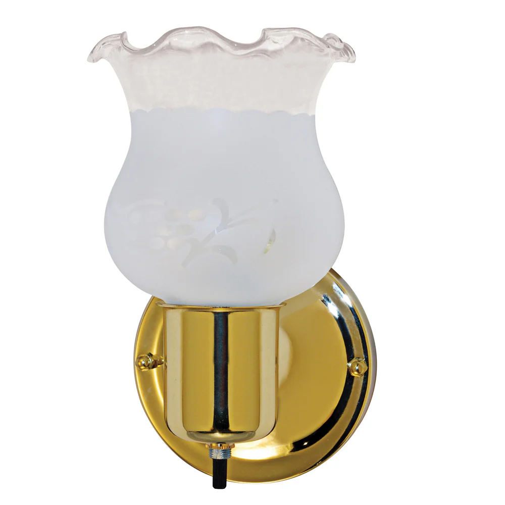 1-Light Wall Mounted Vanity & Wall Light Fixture in Polished Brass Finish