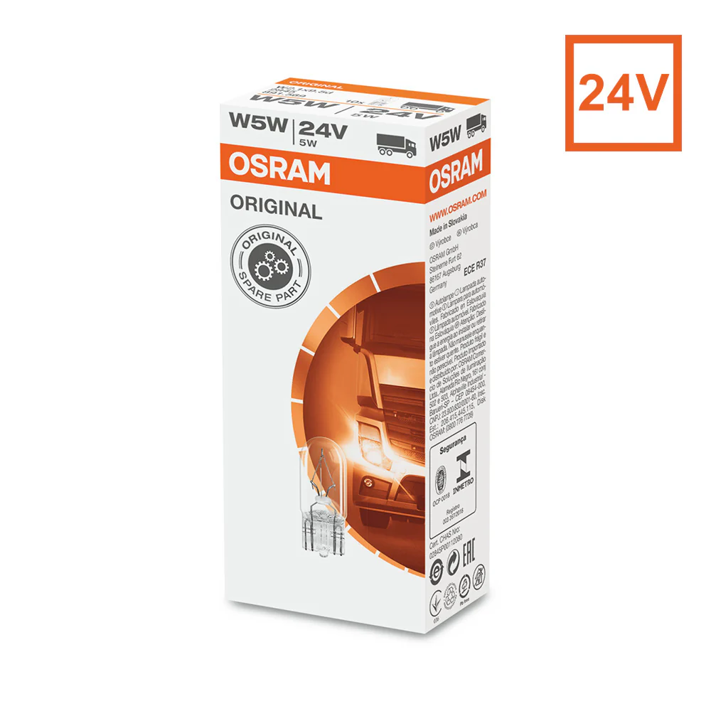 10-PK - Osram 2845 W5W 24V ORIGINAL Automotive Bulb Engineered for trucks and buses