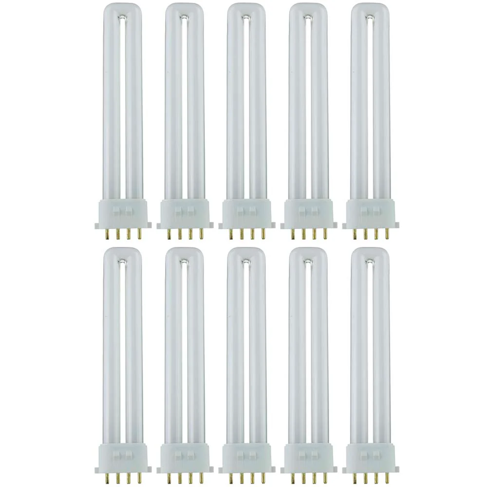 10Pk - Sunlite 13W 4-Pin 4100K U Shaped PL CFL Twin Tube Plugin 2GX7 Base Bulb