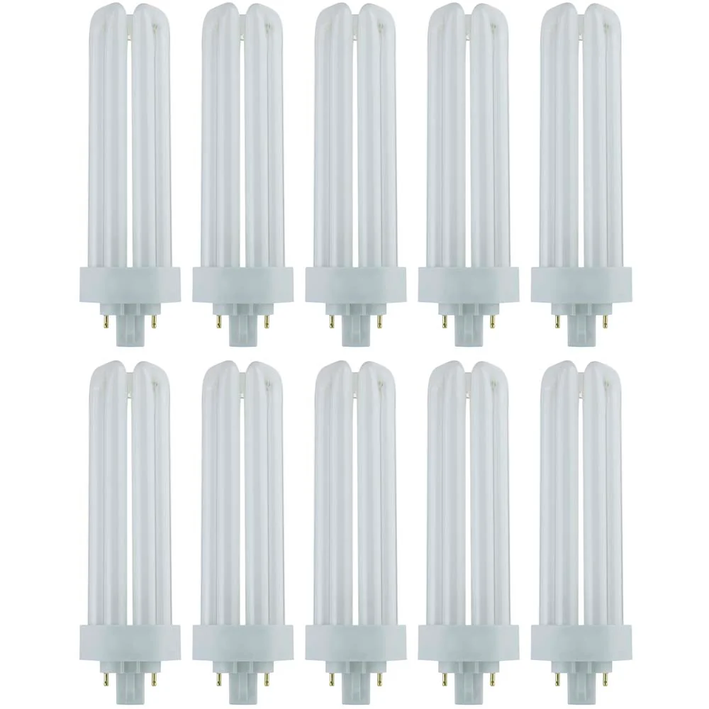 10Pk - Sunlite 42W 3000K PLD 4-Pin Triple U-Shaped Twin Tube GX24Q-4 Base Bulb