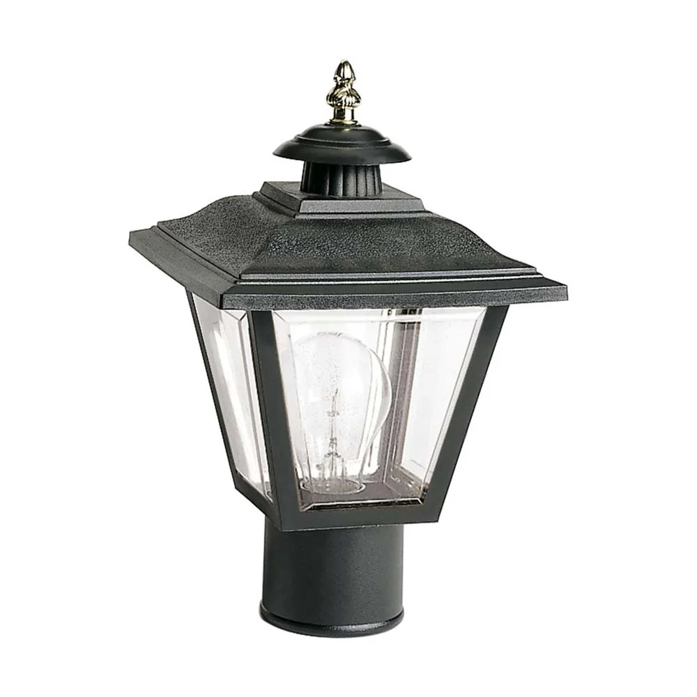 13'' Coach Post Top Lantern w/ Finial Beveled Acrylic Panels Black Finish