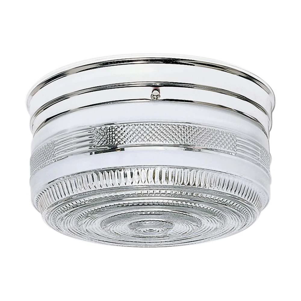 2-Light 10-in Flush Mount Large Crystal / White Drum in Polished Chrome Finish