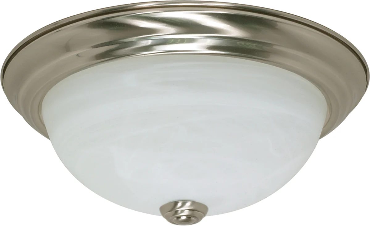 Nuvo 2-Light 11" Ceiling Flush Mount w/ Alabaster Glass in Brushed Nickel Finish