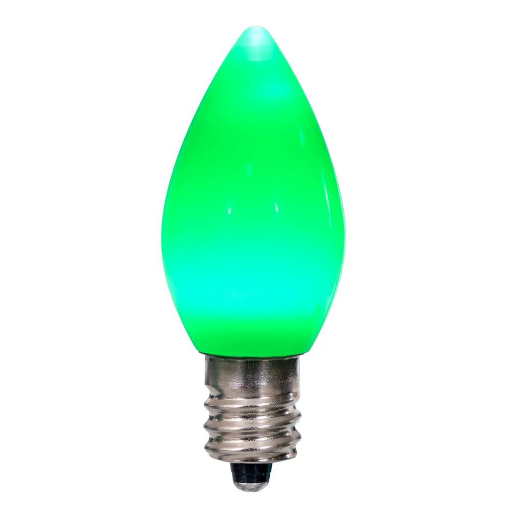 25Pk - Vickerman .6W C7 Ceramic LED Green Twinkle Light Bulb 120v