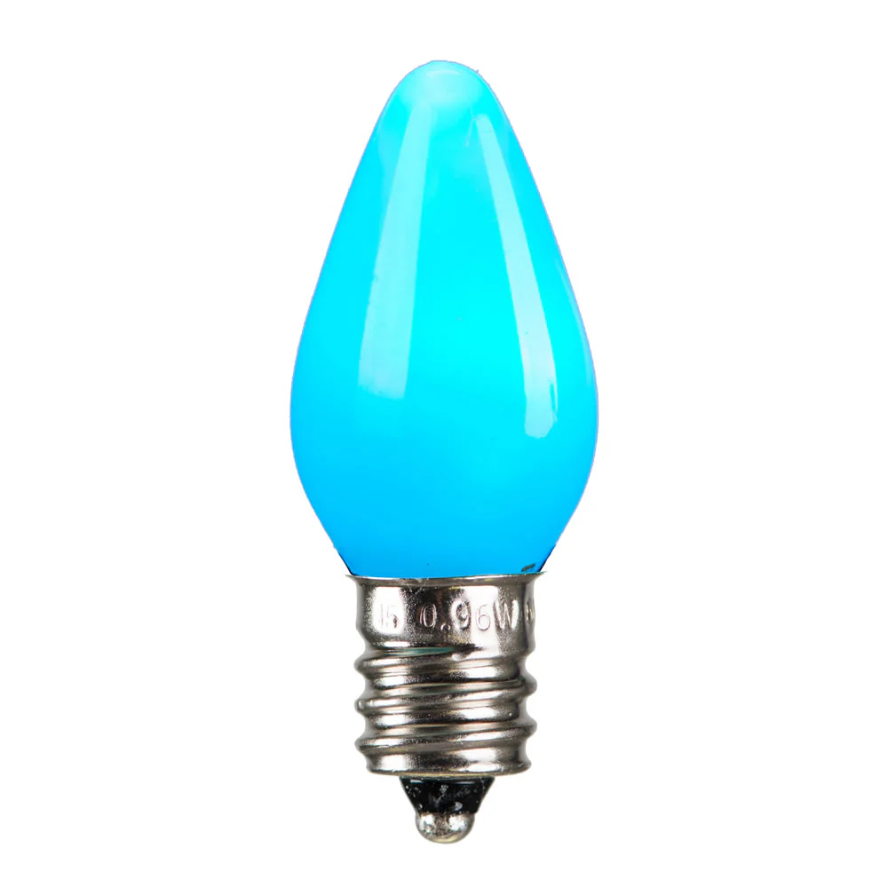 25Pk - Vickerman .6W C7 Ceramic LED Teal 3 diodes Light Bulb 120v