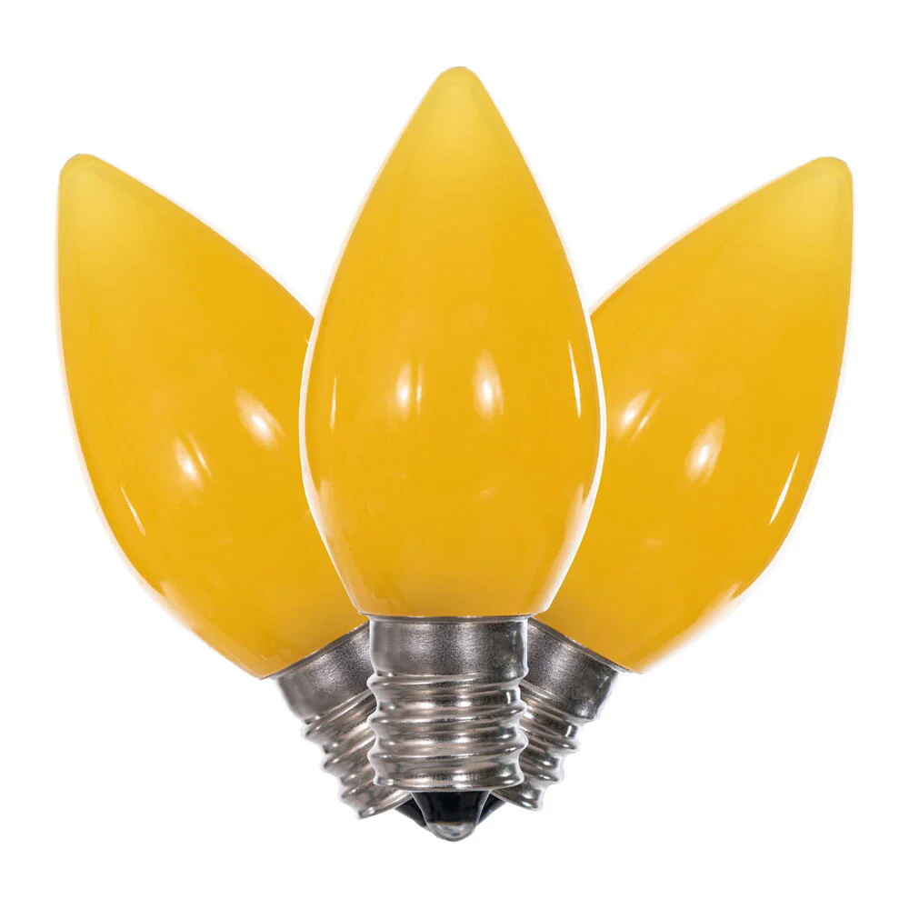 25Pk - Vickerman .6W C7 Ceramic LED Yellow Light Bulb 120v - Image 4