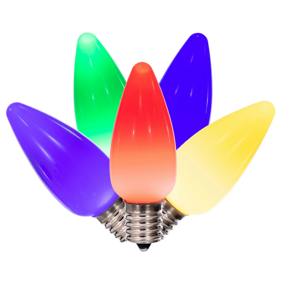 25Pk - Vickerman .8W C9 Ceramic LED Multi Twinkle Light Bulb