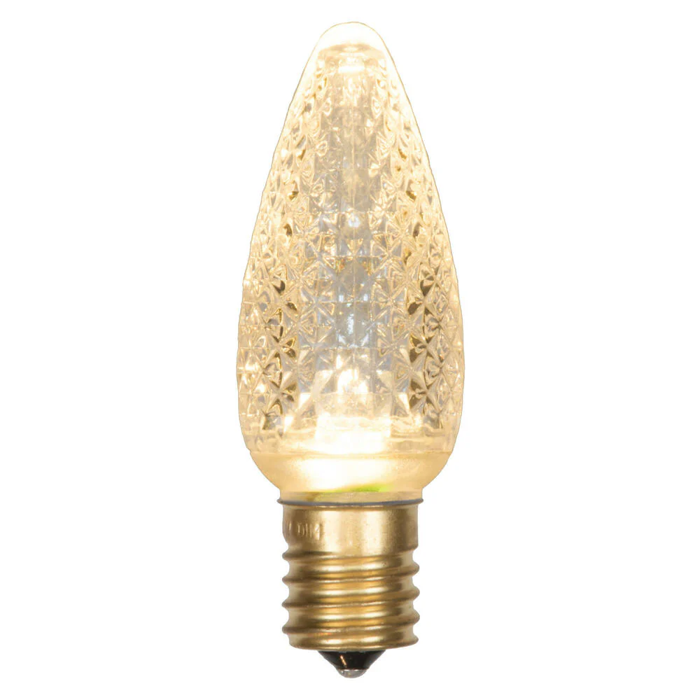 25Pk - Vickerman .8W C9 LED Sunny Warm White Faceted Twinkle Light Bulb 120v