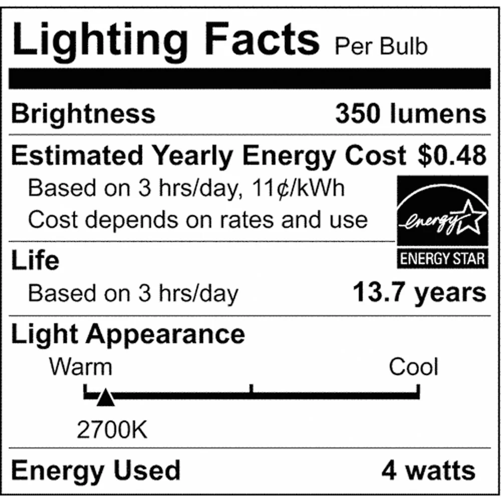 2Pk - 4W CA10 LED Frosted Candelabra Base 2700K 350 Lumens 120v - Image 4