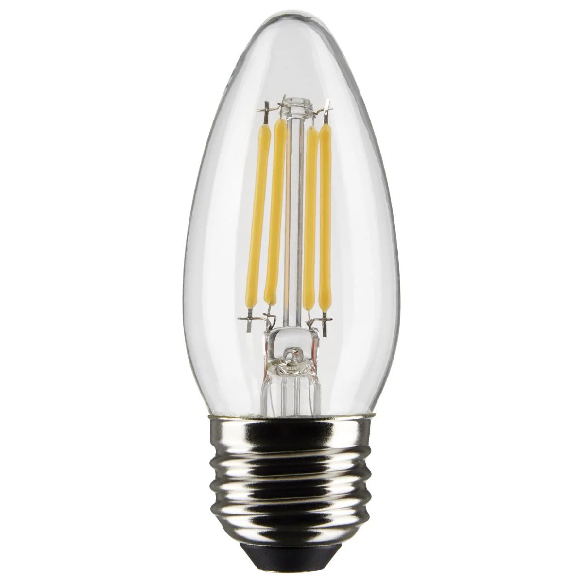 2Pk - Satco 4w B11 LED E26 Medium Base 5000K 120v Clear Finish Bulb
