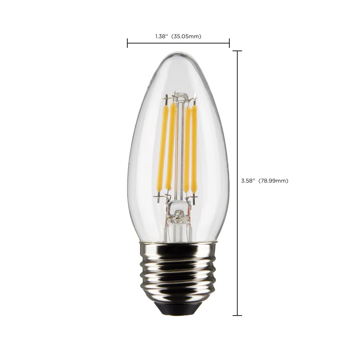 2Pk - Satco 4w B11 LED E26 Medium Base 5000K 120v Clear Finish Bulb - Image 7