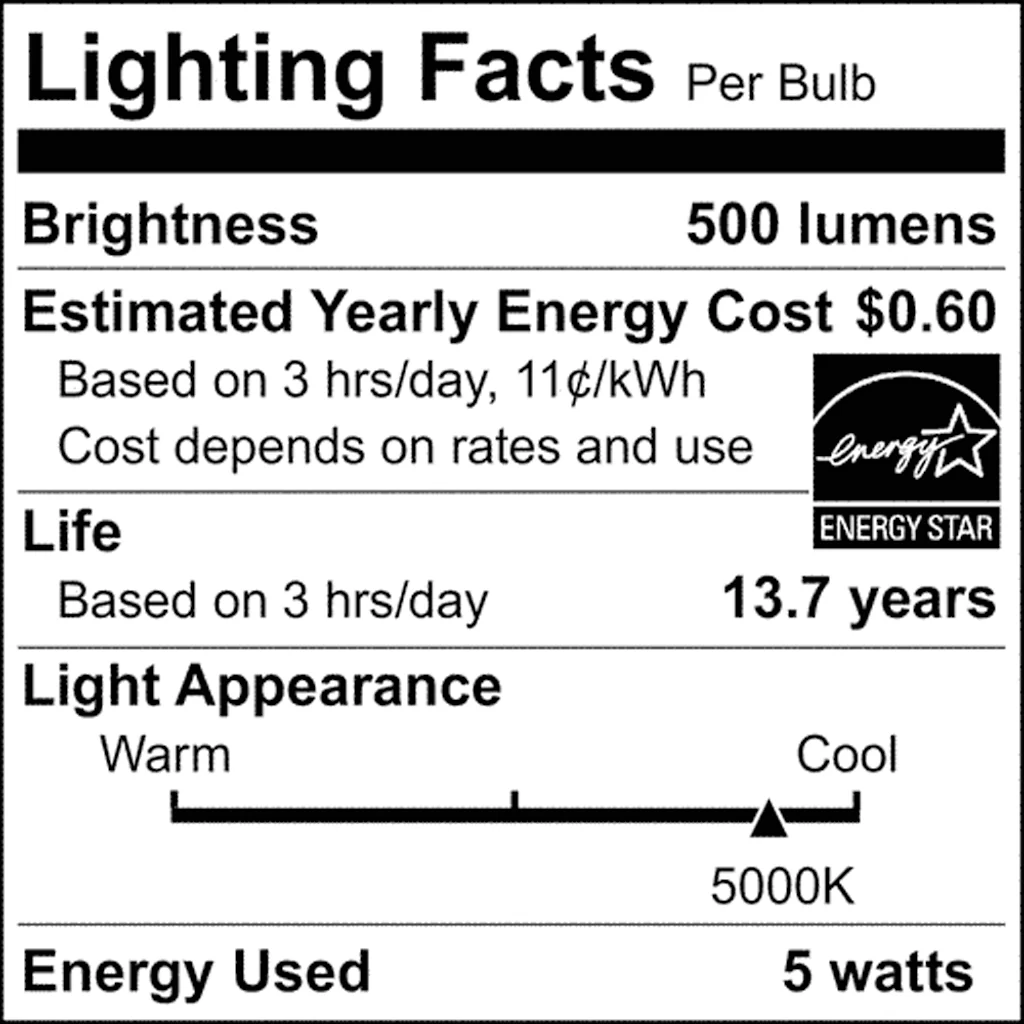 2Pk - Satco 5.5w B11 LED E26 Medium Base 5000K 120v Clear Finish Bulb - Image 8