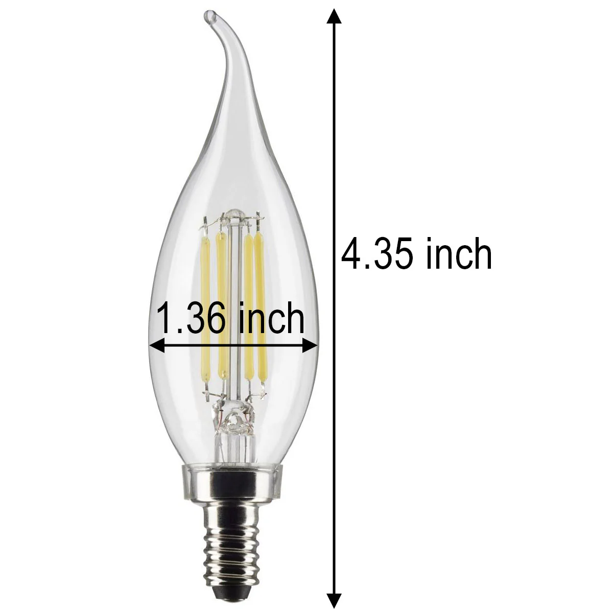 3 Pack - 4.5w CA11 LED E12 Candelabra base 2700K Soft White Bulb - Image 4