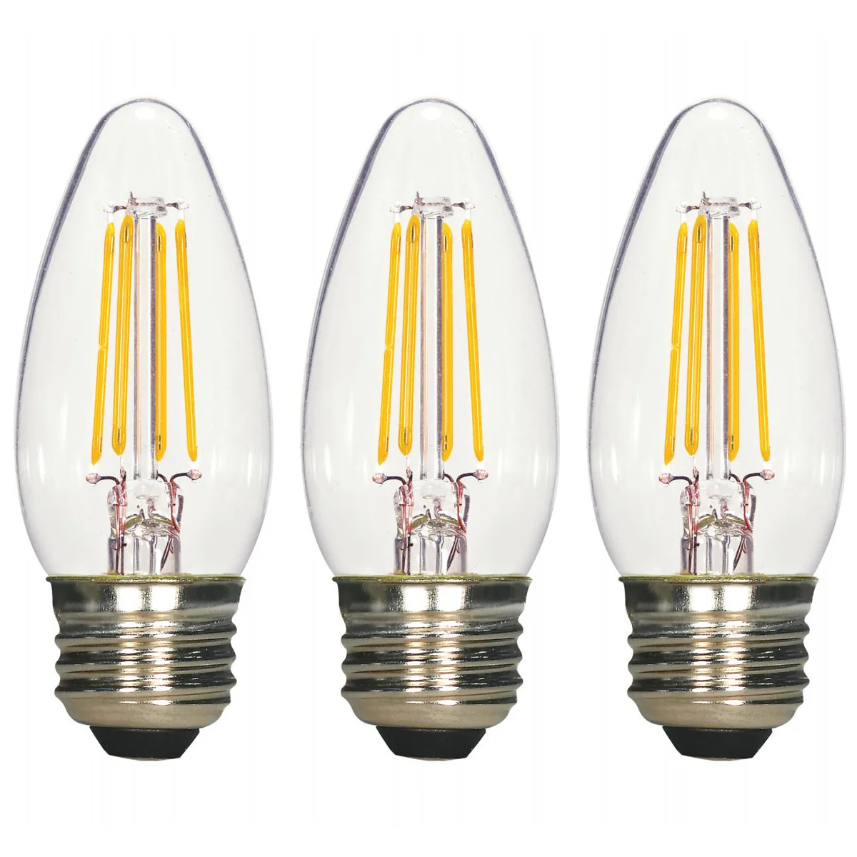 3PK - 4.5w B11 Candle LED 2700K Medium Base Non-Dimmable - 40w equiv