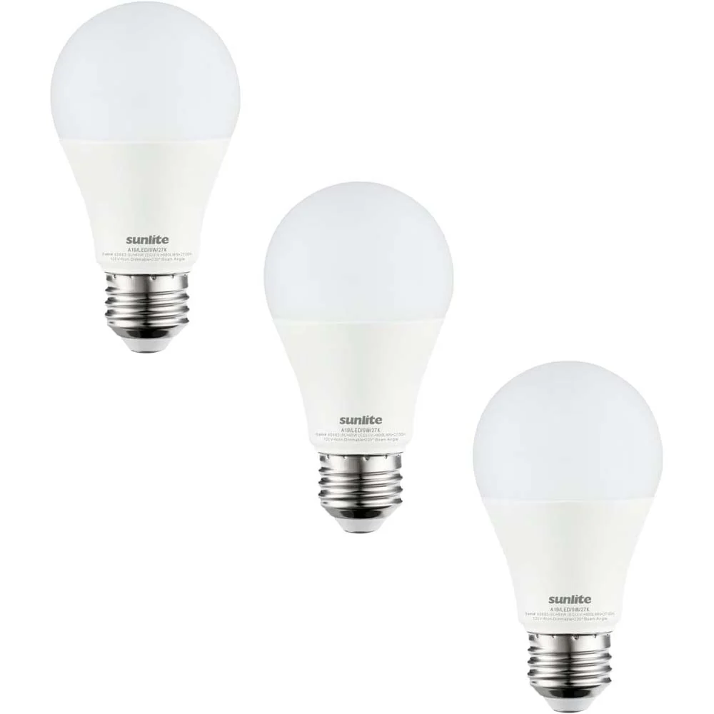 3Pk - Sunlite 9w LED A19 800Lm E26 Base 6500K Daylight Bulb - 60w equiv
