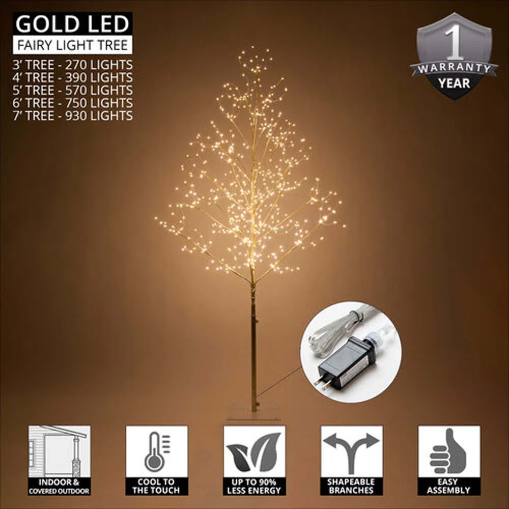 4-ft. Gold Fairy Light Tree, Warm White LED - Image 9