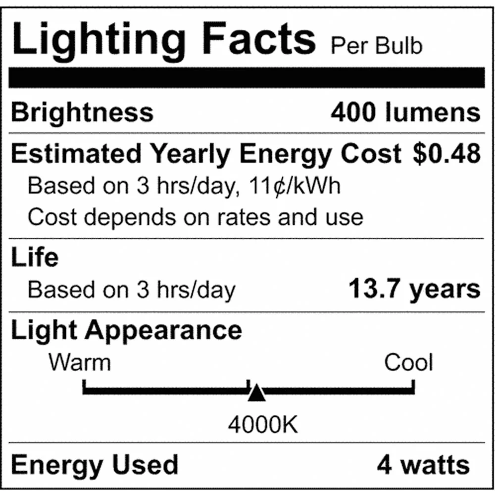 4W T6.5 LED Clear Intermediate Base 4000K 400 Lumens 120v - Image 9