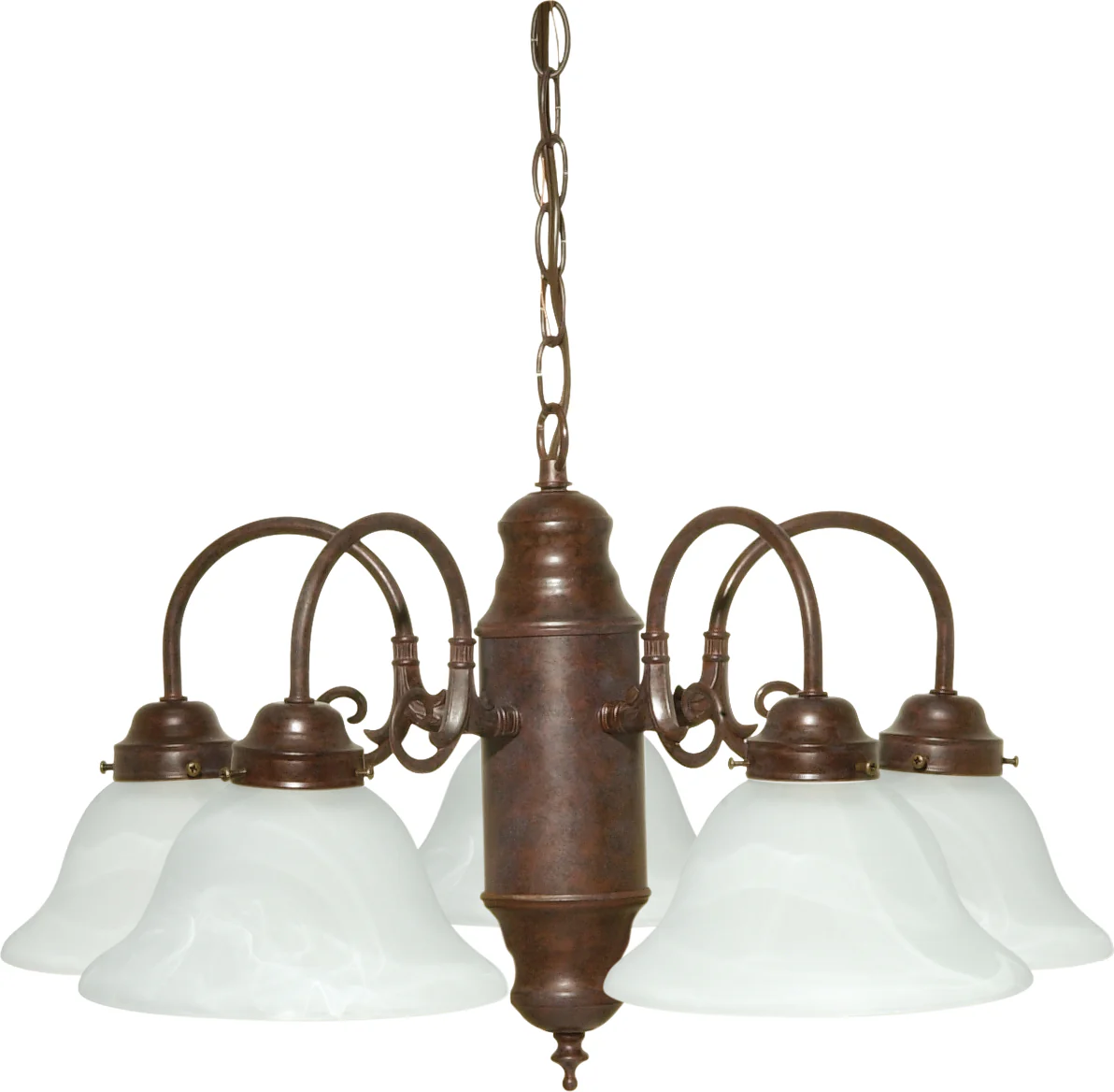 5 Light CHANDELIER Old Bronze / ALABASTER GLASS