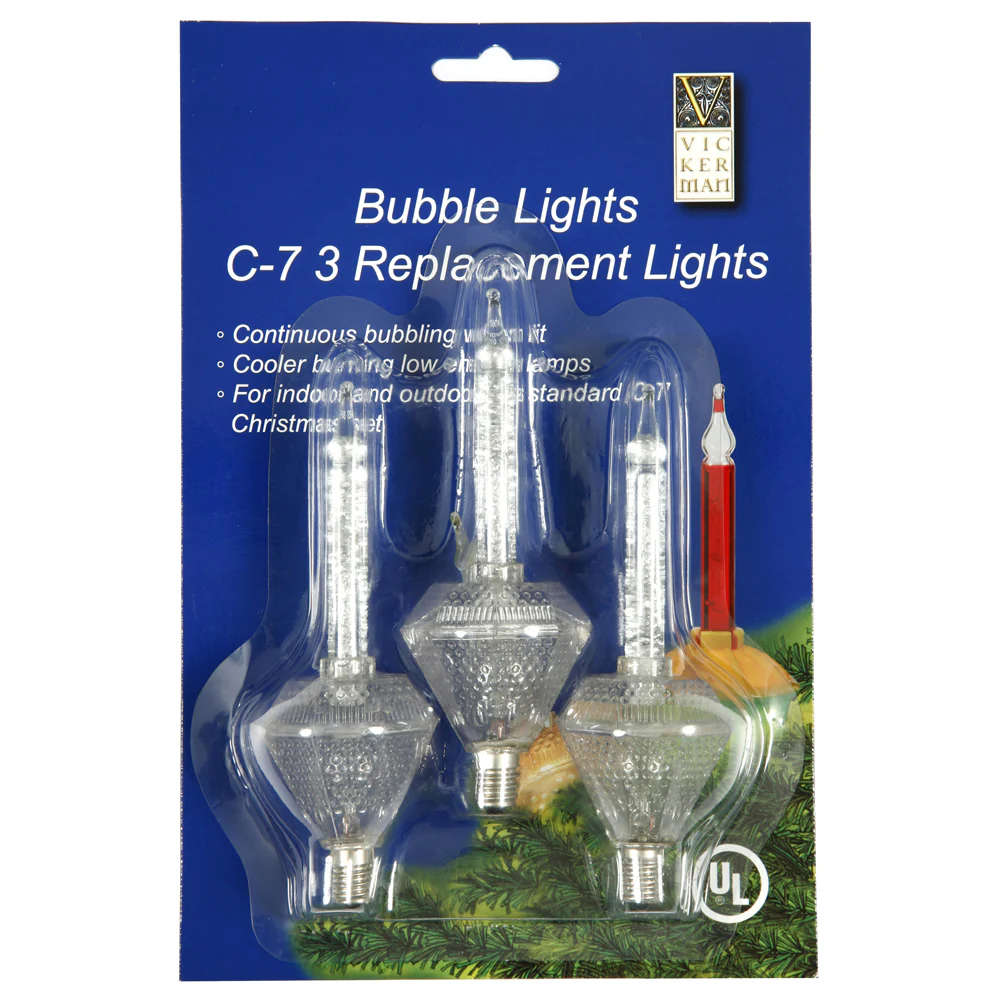5 watt C7 Clear Glitter Bubbler Replacement Light Bulb Christmas Set