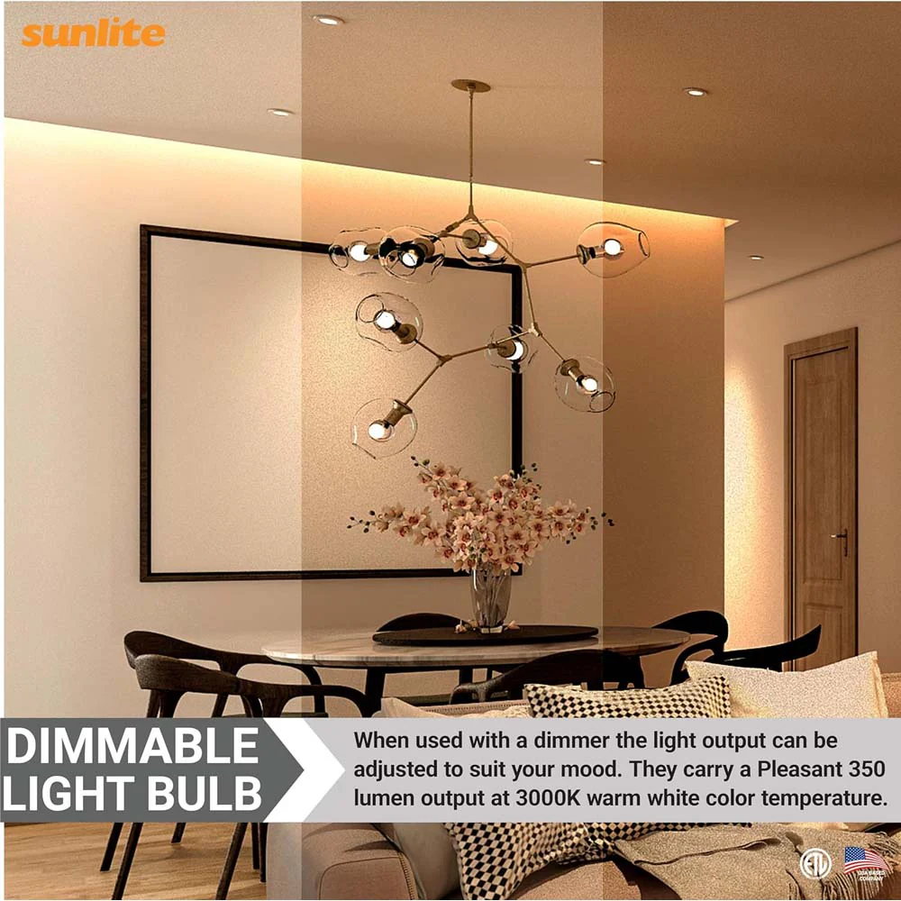 6Pk - Sunlite 5w LED G16.5 Frosted Globe E12 Base 3000K Bulb - 40W Equiv - Image 5