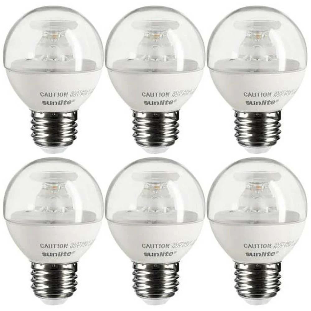 6Pk - Sunlite 7w LED G16.5 Clear Globe E12 Base 3000K Bulb - 60W Equiv