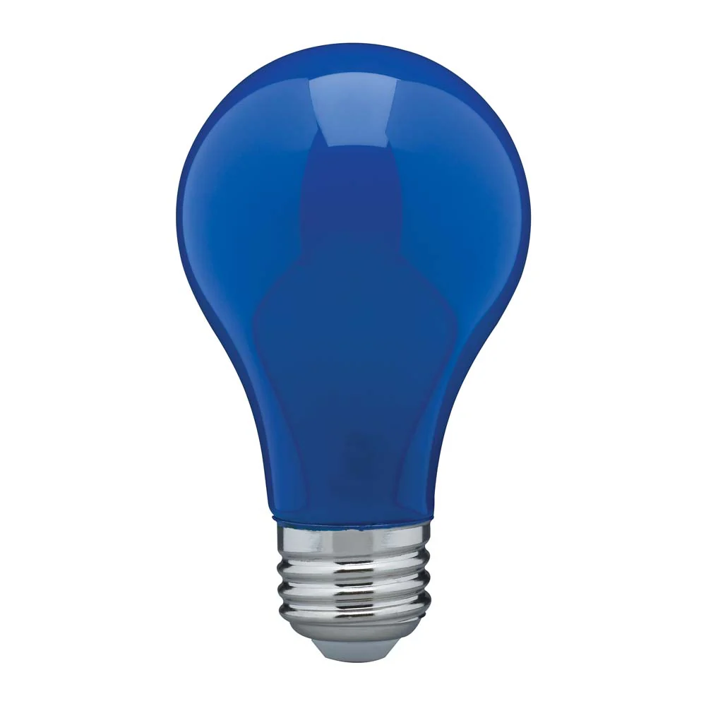 8W A19 LED Ceramic Blue Medium base 360 deg. beam spread 120V