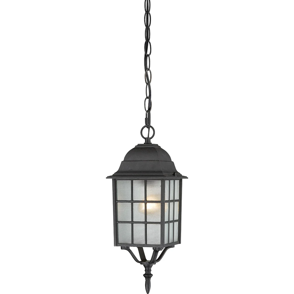 Nuvo Adams 1-Light 16" Hanging Light w/ Frosted Glass in Textured Black Finish
