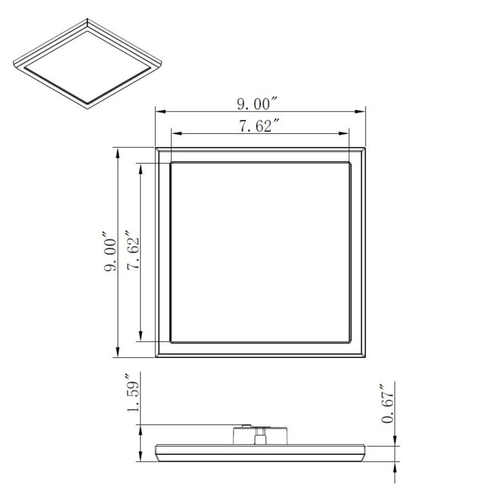 13w 9in. Square LED Flush Mount CCT Selectable with Nickel Finish - Image 5
