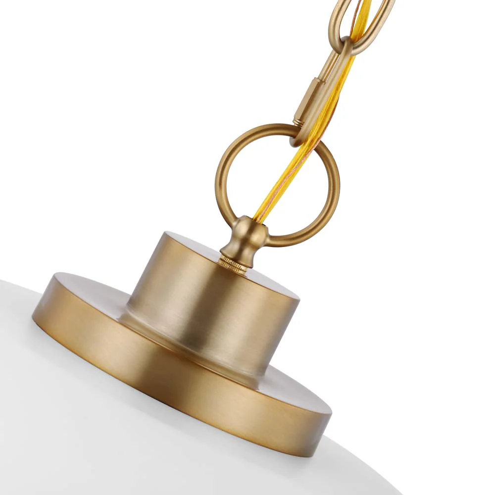 Colony 1-Light Medium Pendant Matte White with Burnished Brass - Image 4