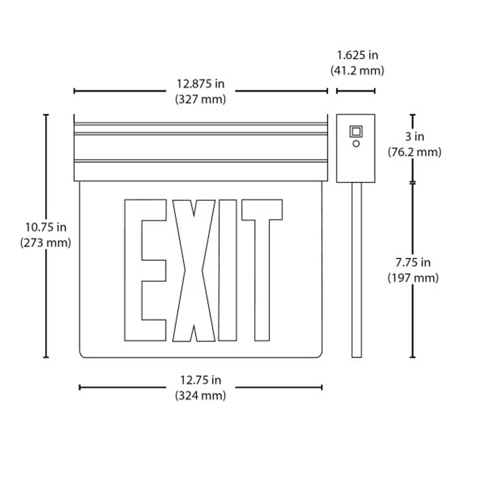 EXL2 Series Edge Lit LED Emergency Exit Sign, Clear with Red Lettering - Image 2