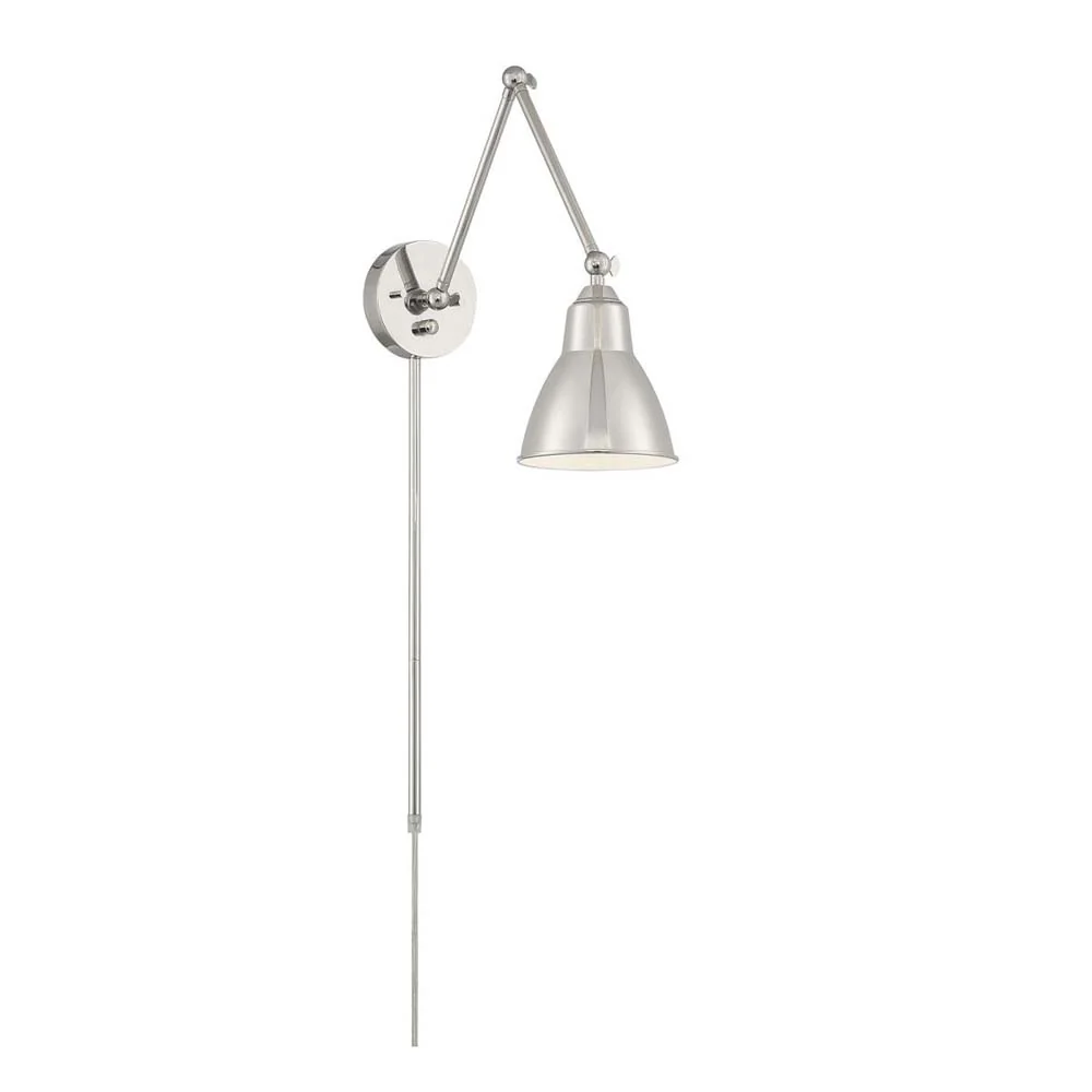 Fulton Swing Arm Lamp Polished Nickel w/ Switch 120v
