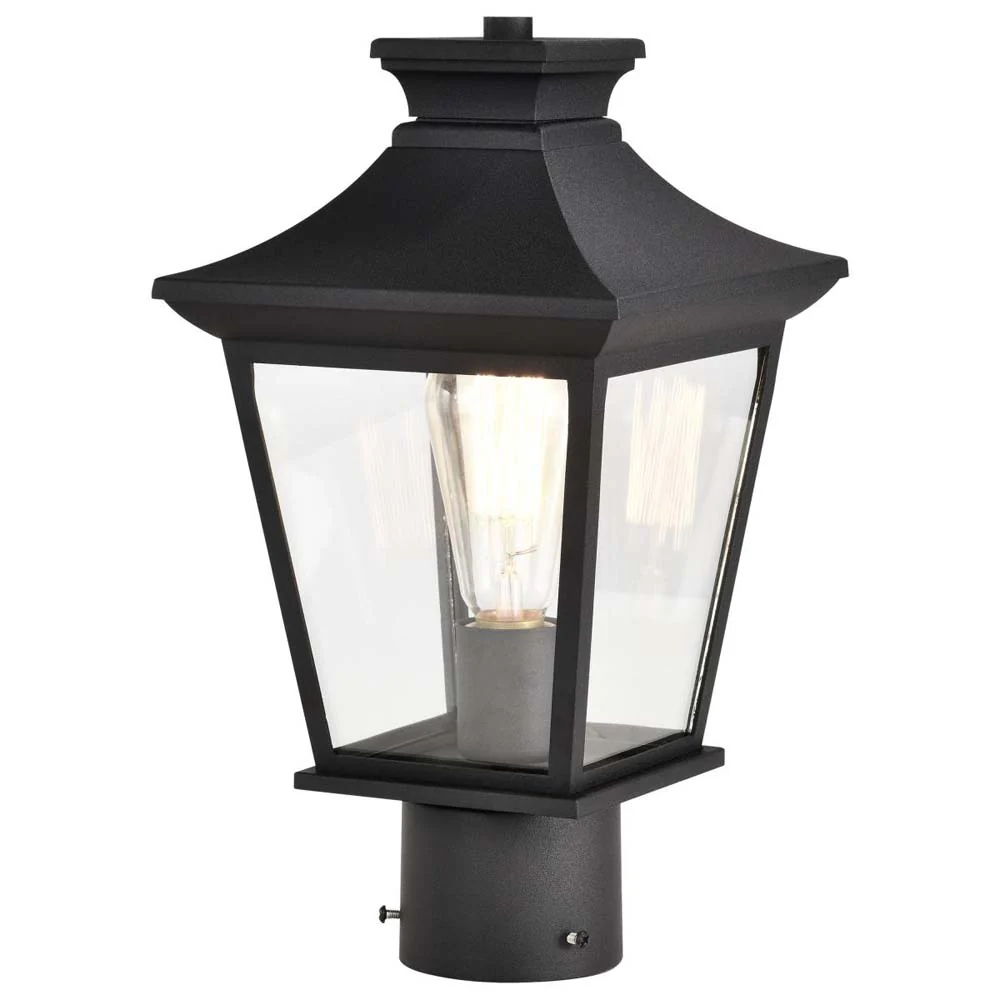 Jasper Outdoor 14-in Post Light Lantern Matte Black Finish w/ Clear Glass