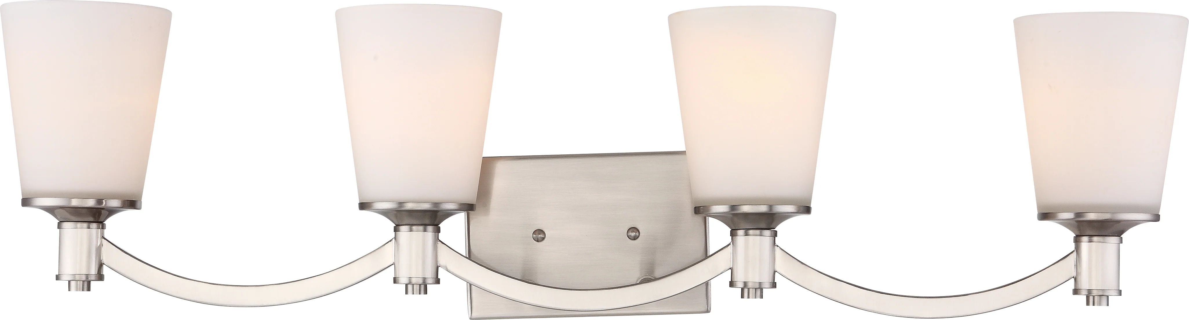 Laguna 4-Light Wall Mounted Vanity & Wall Light Fixture in Brushed Nickel Finish