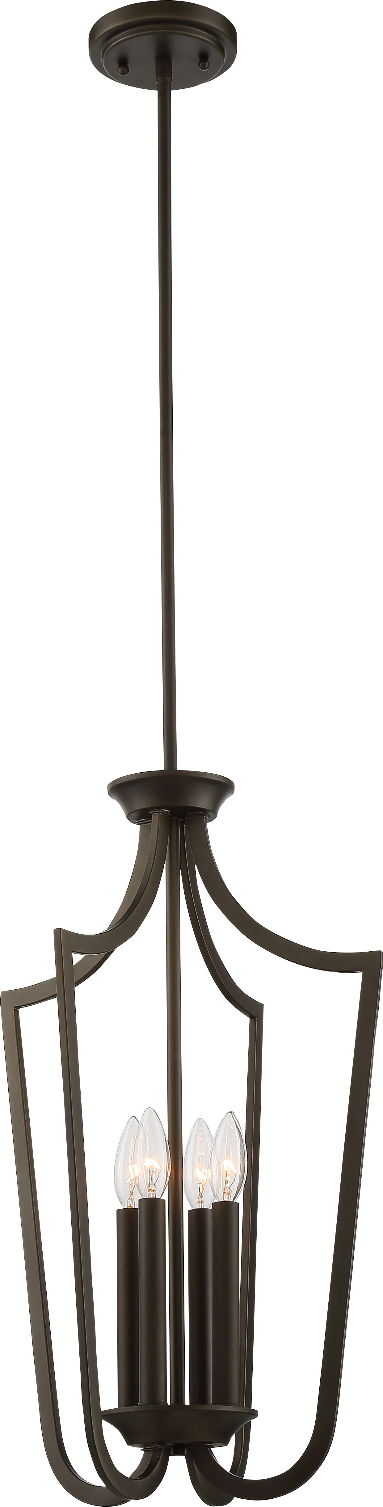 Nuvo Laguna 4-Light Cage Pendant w/ White Glass in Forest Bronze Finish