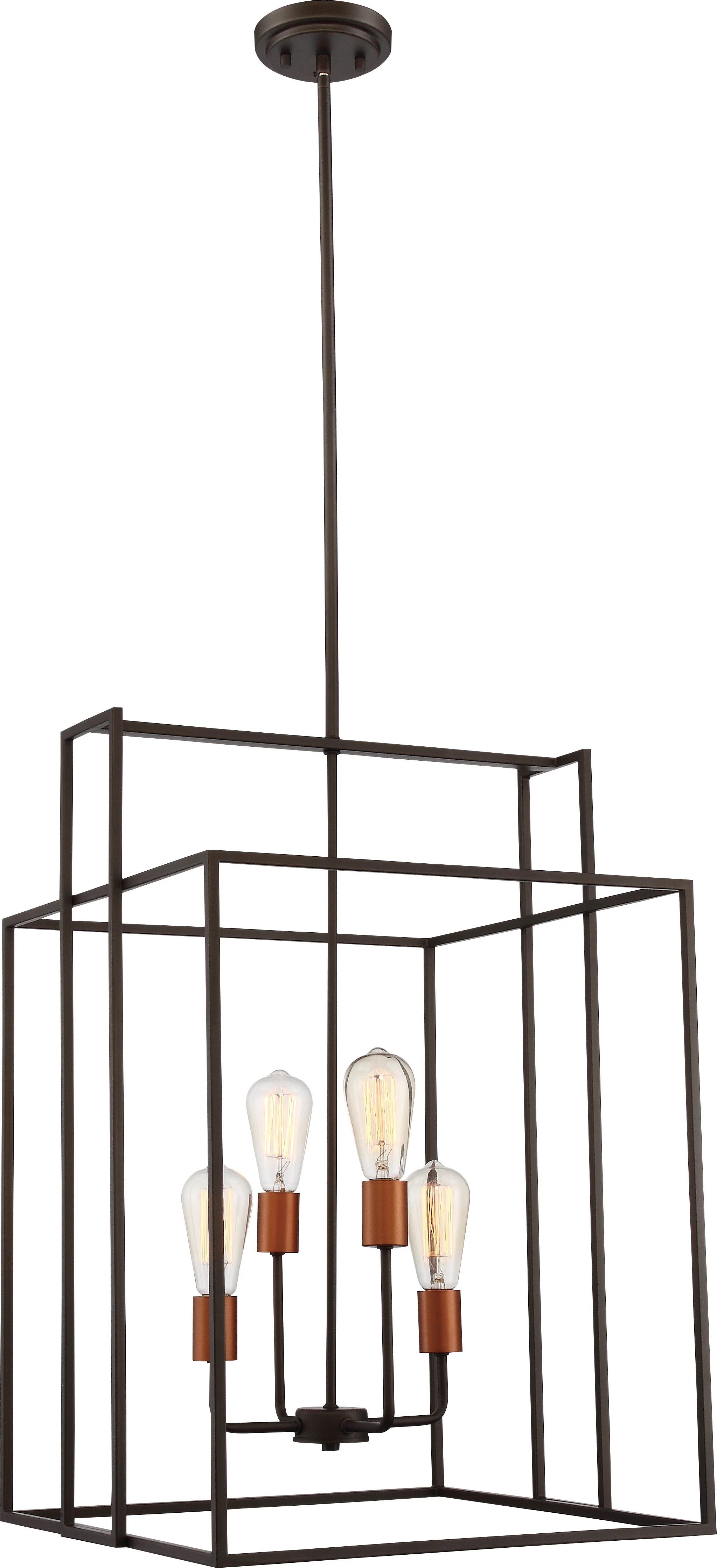 Lake 4-Light Pendant Light Fixture in Bronze with Copper Accents Finish