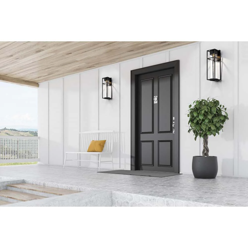 Ledges 10W LED Large Wall Lantern Matte Black w/ Clear Seeded Glass - Image 7