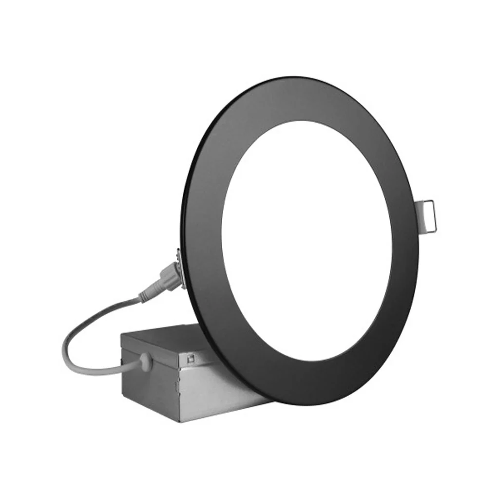 Nicor 6-in Round Black Canless 3000K LED Downlight