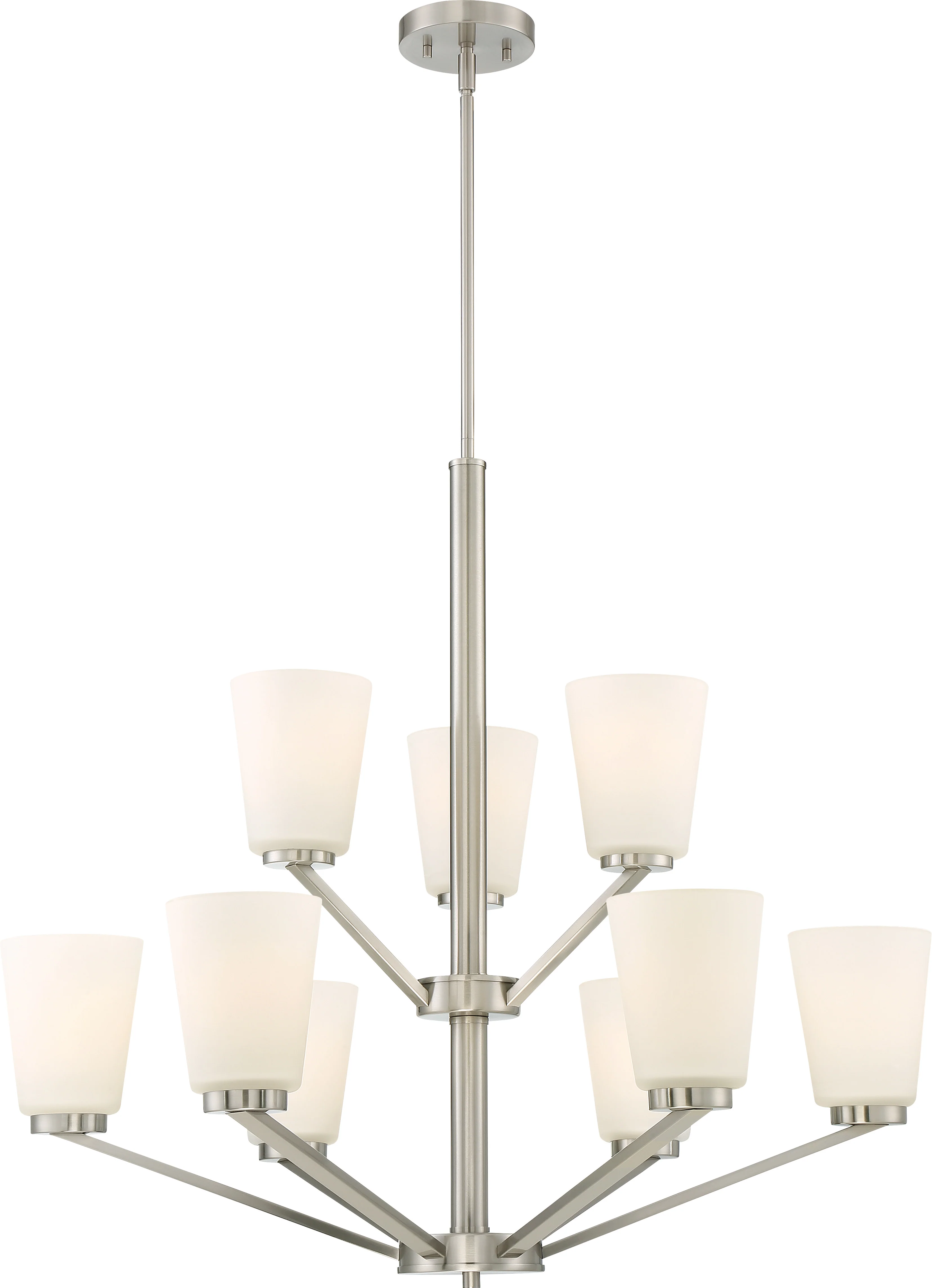 Nome 9-Light Hanging Mounted Chandelier Light Fixture in Brushed Nickel Finish