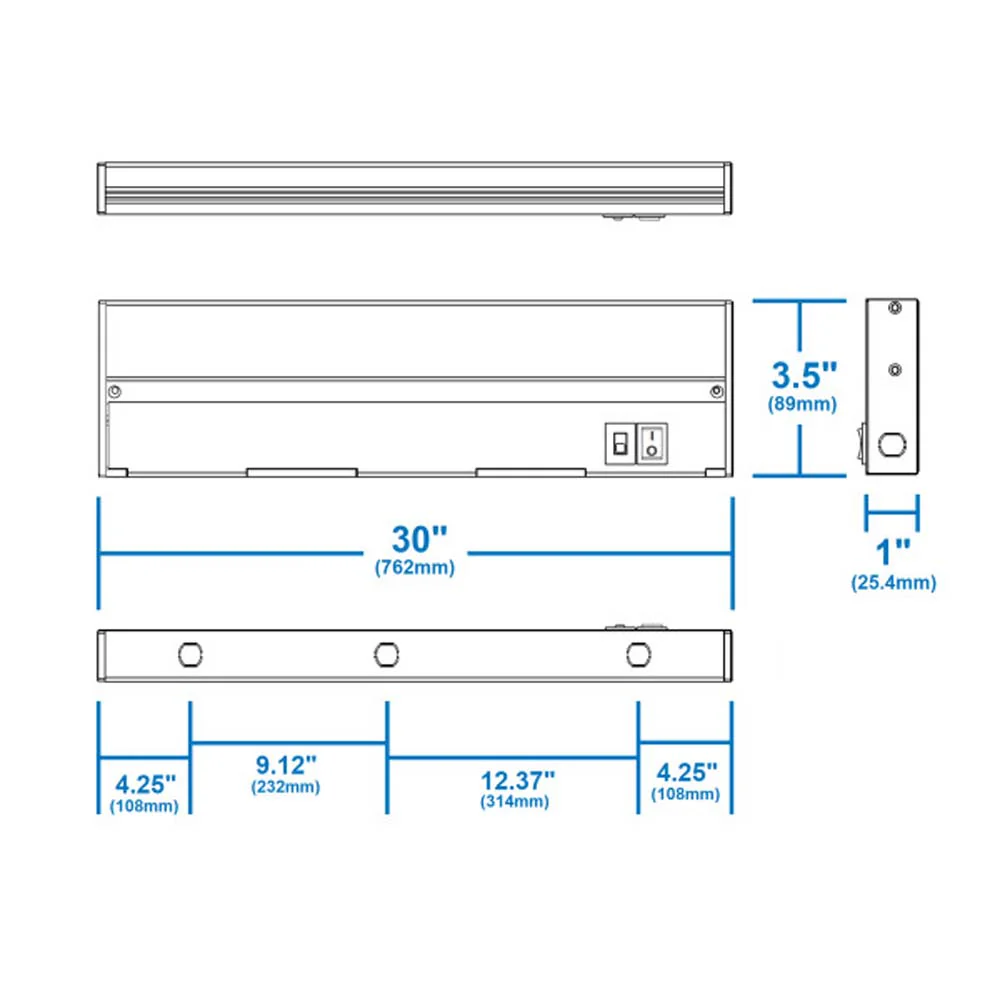 NUC-5 Series 30-inch Black Selectable LED Under Cabinet Light - Image 2