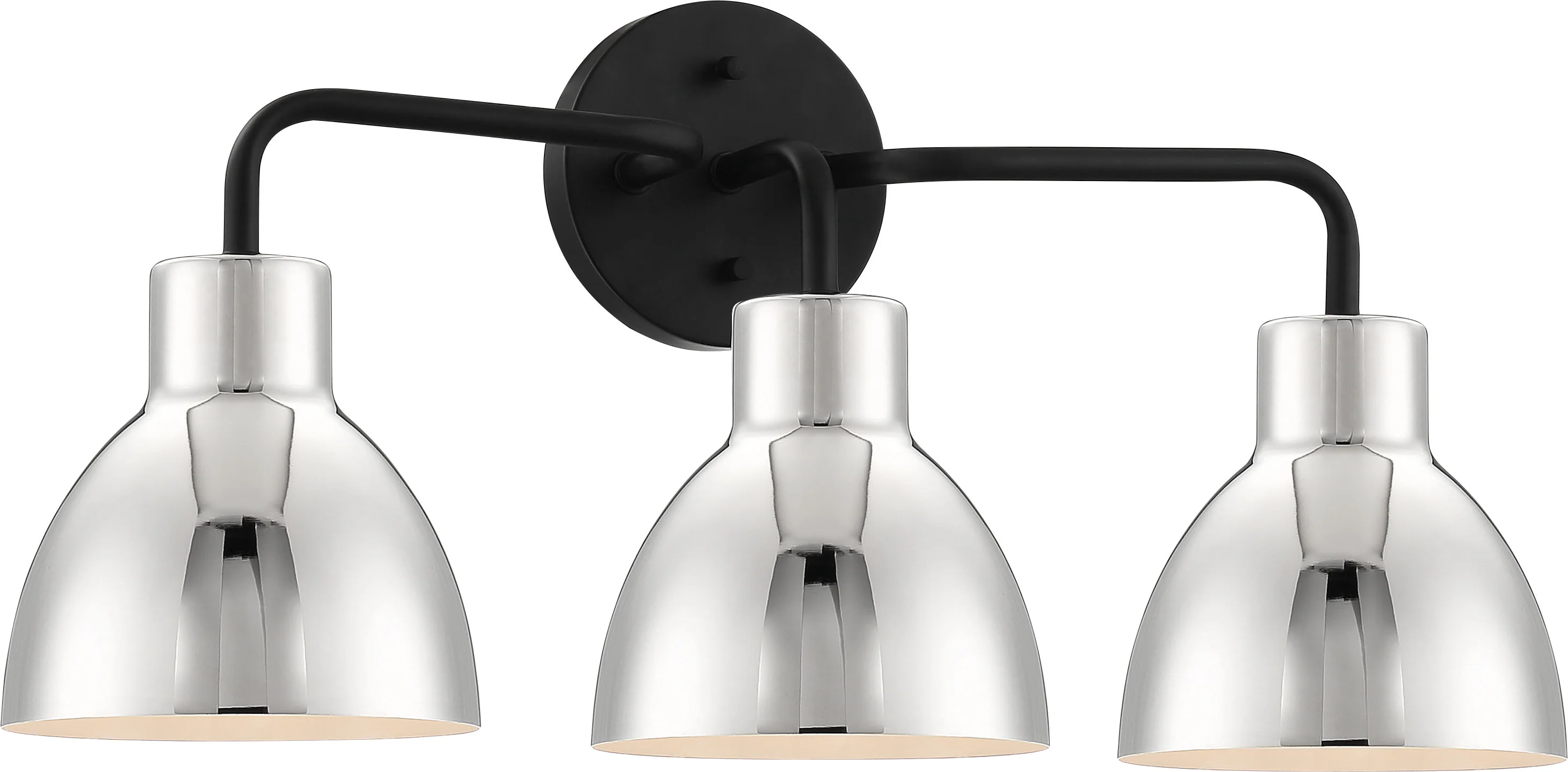 Nuvo 100W A19 Sloan Wall 3-Light 120v Matte Black & Polished Nickel Shade