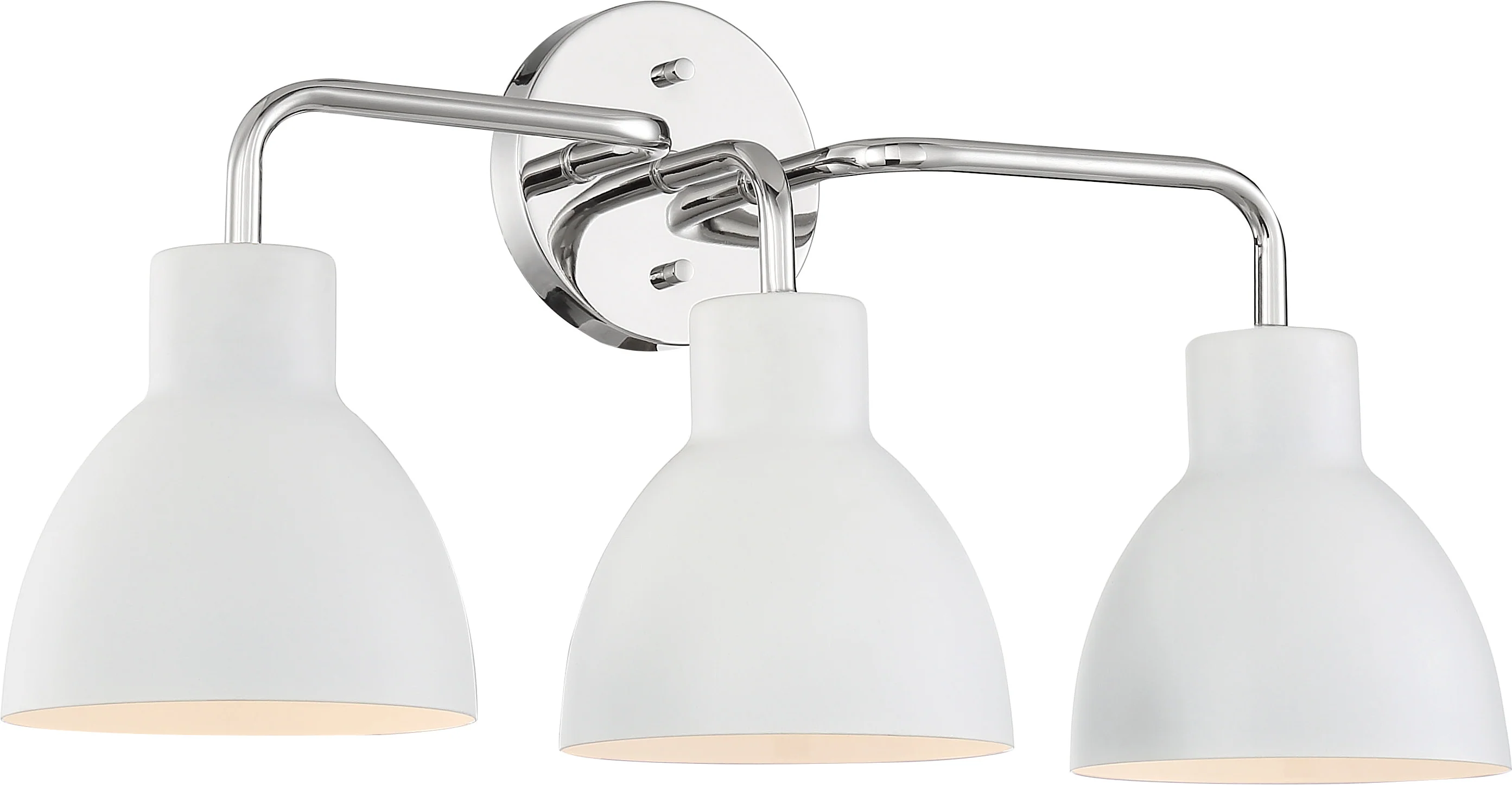 Nuvo 100W A19 Sloan Wall 3-Light 120v Polished Nickel & Matte White Shade