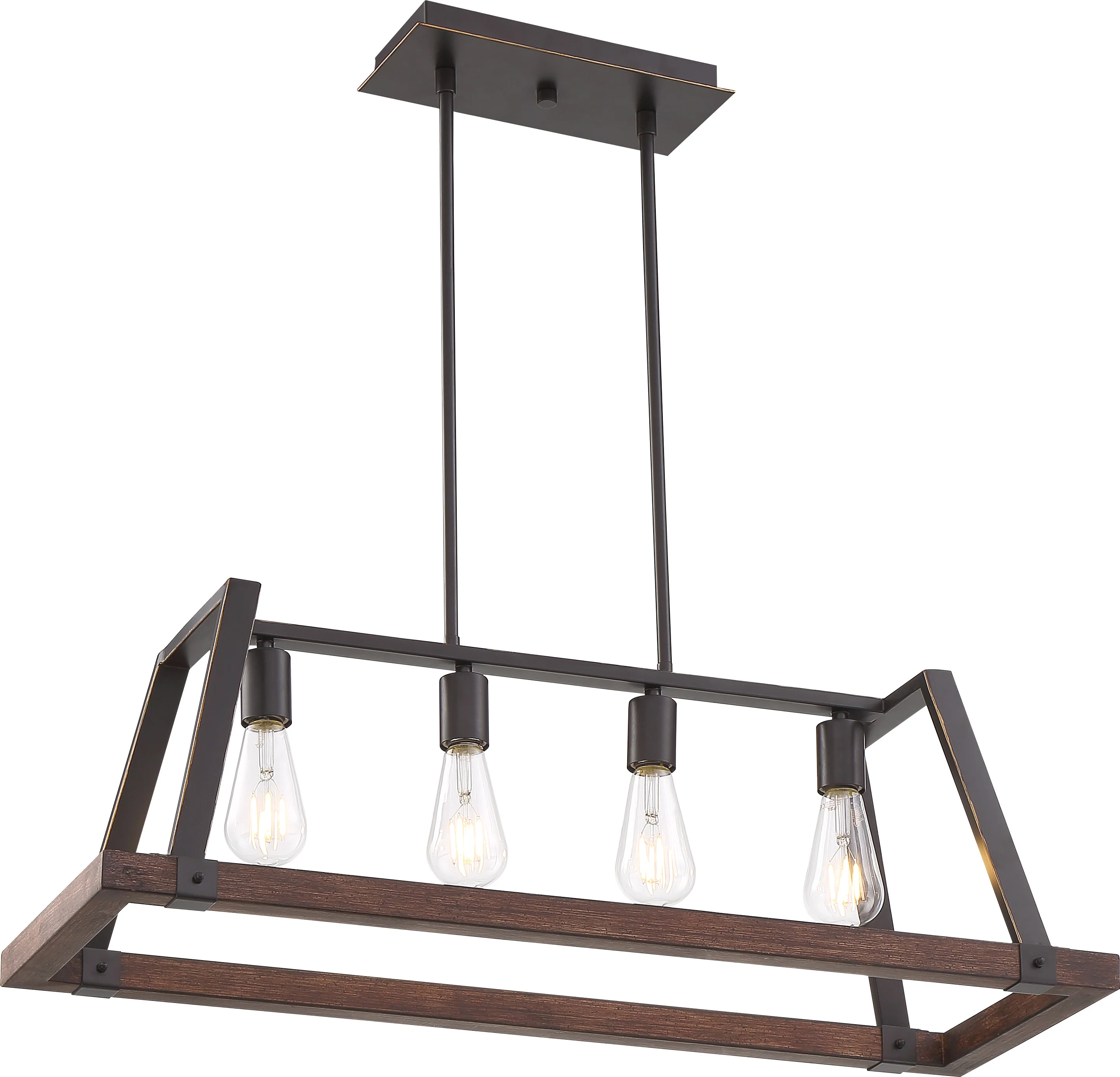 Nuvo Outrigger 4-Light kitchen Pendant w/ Mahogany Bronze & Nutmeg wood Finish