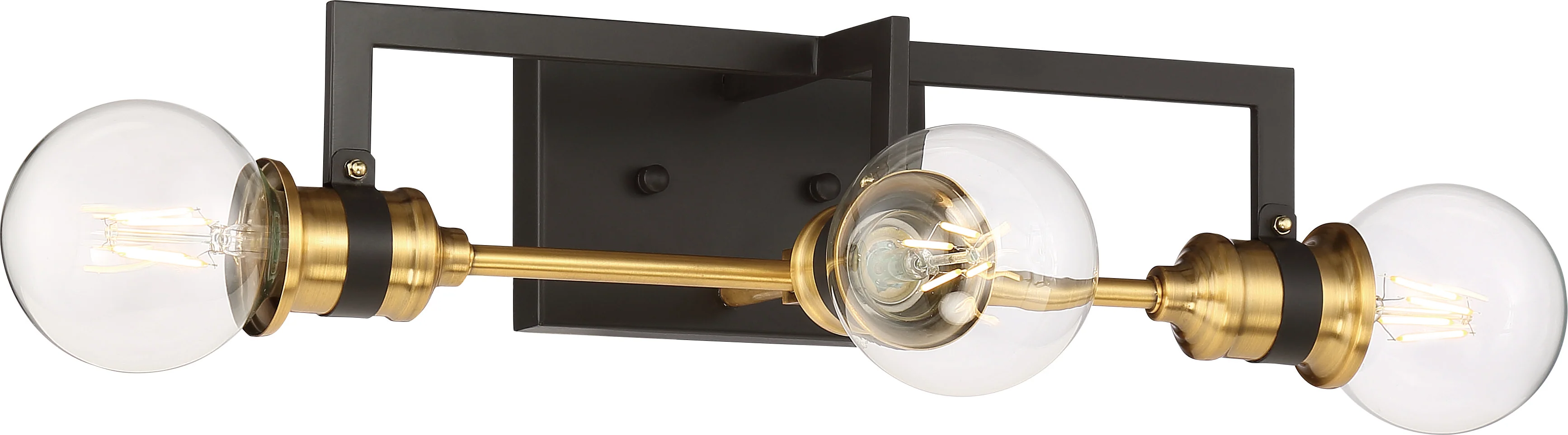 Nuvo 60w G25 Intention Wall 3-Light 120v Warm Brass Black finish