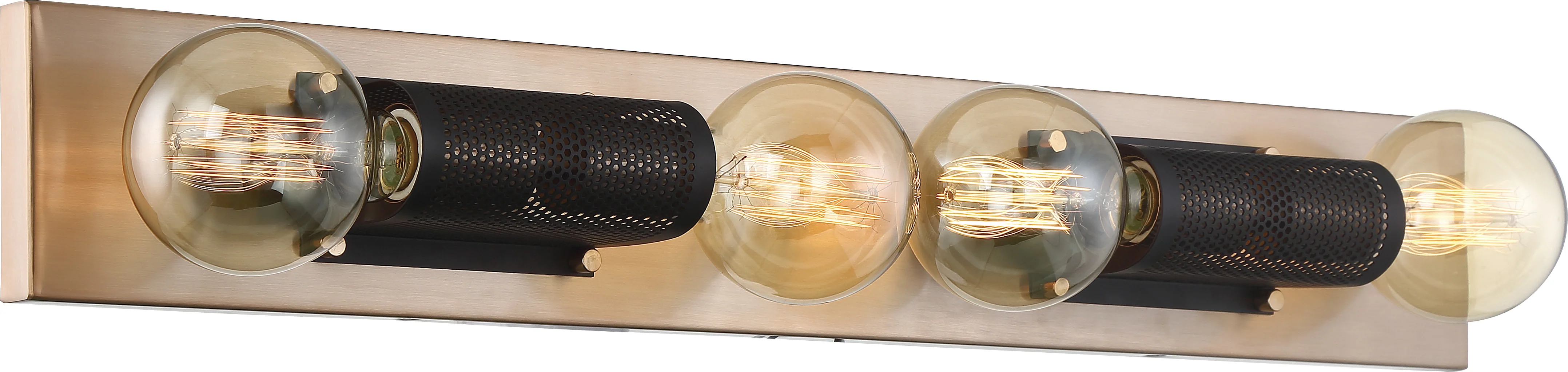 Nuvo 60w G25 Passage Wall 4-Light 120v Copper Brushed Brass with Black finish