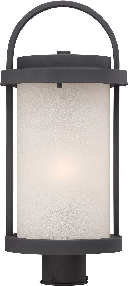 Nuvo 9 inch Willis LED Outdoor Post Black Light Pendant Antique White Glass