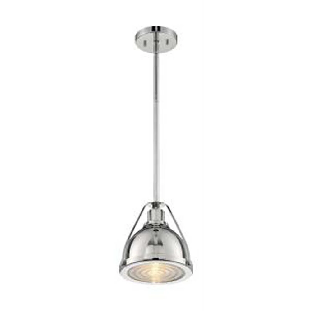 Nuvo Barbett 1-Light Small Pendant w/ Fresnel Glass in Polished Nickel Finish