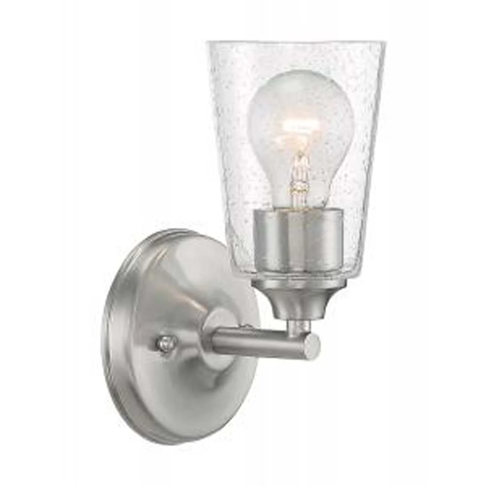 Nuvo Bransel 1-Light Vanity w/ Seeded Glass in Brushed Nickel Finish