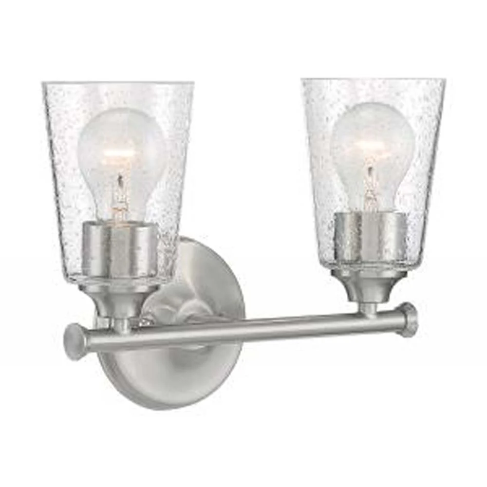 Nuvo Bransel 2 Light Vanity w/ Seeded Glass in Brushed Nickel Finish